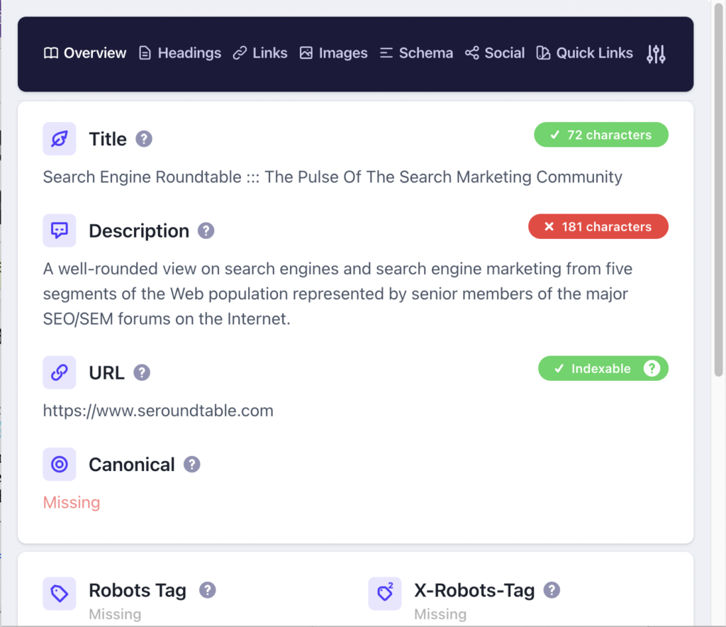 Detailed SEO Tool Screenshot Detailed SEO Tool Screenshot