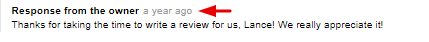 Good Review Response Screenshot