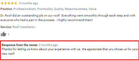 Review Response from Home Services Company