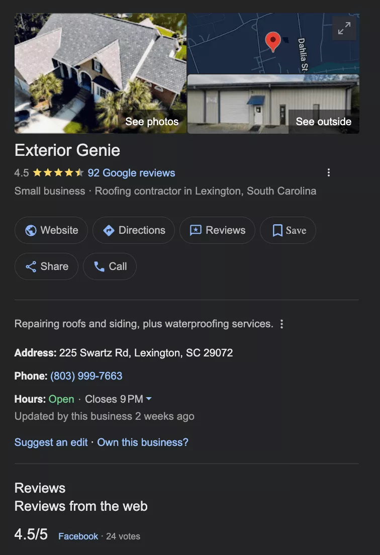 Local Google Business Profile Screenshot of Local Google Business Profile