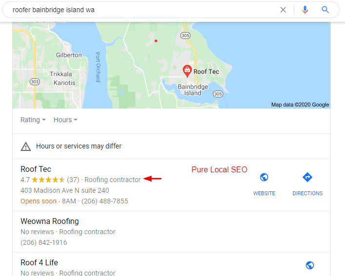 Local Roofer Map Pack Ranking From Local SEO