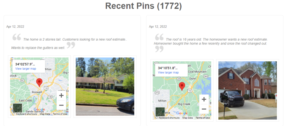 Screenshot of Pins (i.e. Geo-tagged Photos)