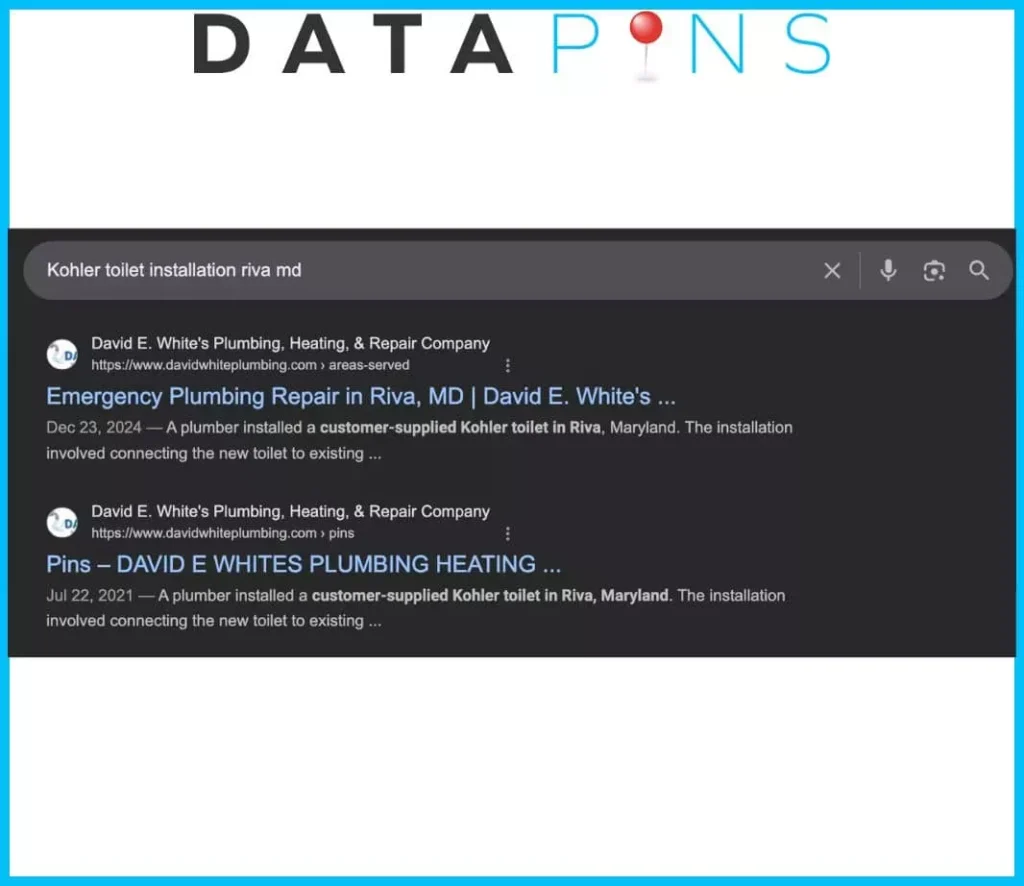 Pin Organic Ranking Example Plumbing Pin Organic Ranking Example