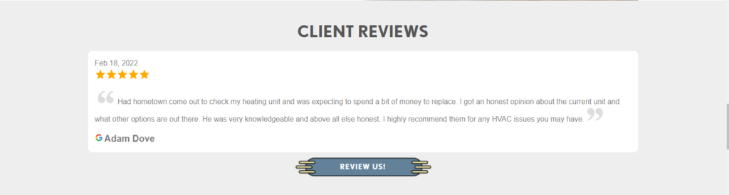 Reviews Social Proof Example Screenshot of Reviews Slider