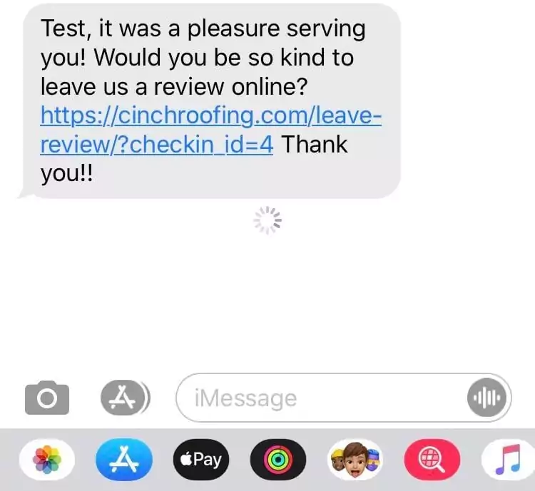 SMS Text Review Request Example