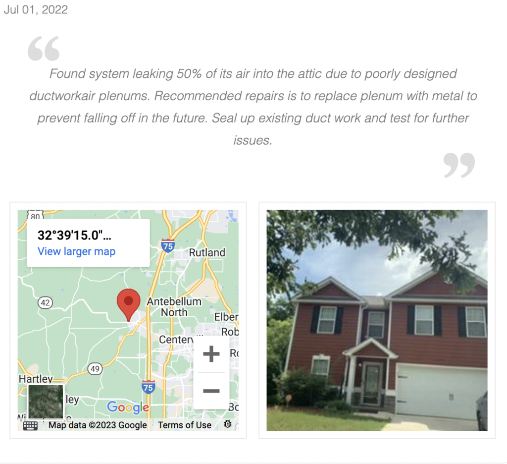 Screenshot of "Pin" on Local Business Website